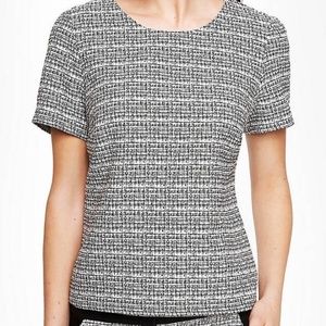 Express Black and White Tweed Top